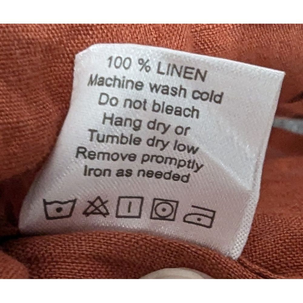 Teddy Stratford Mens 4 (L) Linen Button Down Short Sleeve Burnt Orange/Rust - Picture 7 of 9